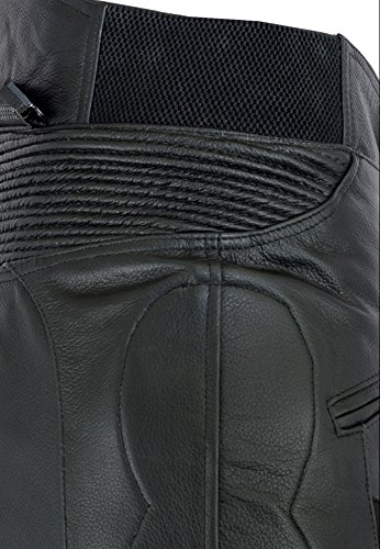 Texpeed Pantalones de motorista para hombre con rodilleras - Cuero vacuno - Negro - Todas las tallas - W36 L30