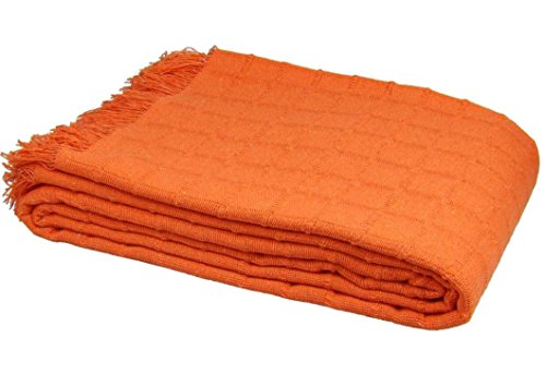 Texturas Basics - Colcha Multiusos Lisa Cama Y SOFÁ Económica (125_x_180_cm, Naranja)