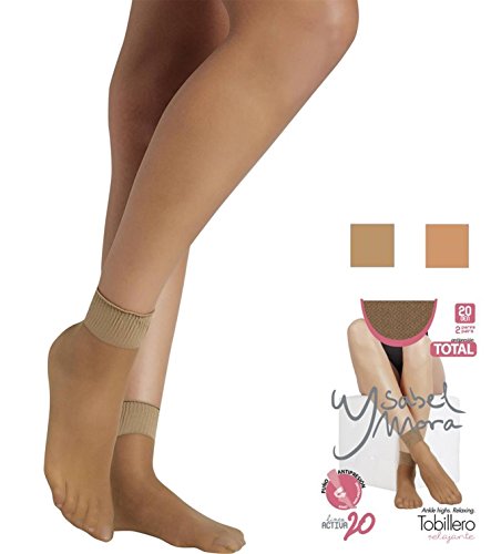 TEXTURAS HOME YSABEL MORA - Pack 2 pares MINI MEDIA TOBILLERO. Color Bronce. Puntera Invisible Puño Relax Total LINEA ACTIVA 20 DEN 18122.