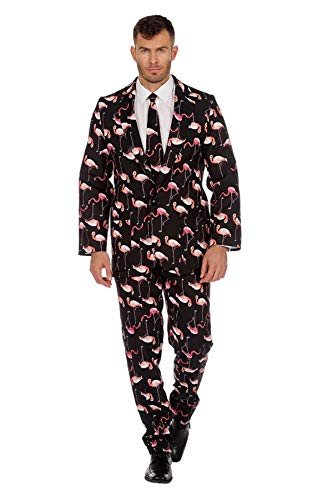TH-MP Traje de flamenco tropical para despedida de soltero, traje de hombre de 3 piezas, chaqueta con pantalones y corbata (54)