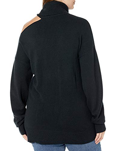 The Drop Jersey para Mujer, Josephine, de Manga Larga con Abertura y Cuello Alto Holgado, Negro, 3X