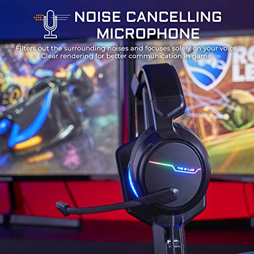 THE G-LAB Korp THALLIUM Cascos Gaming USB 7.1 Digital Surround - Auriculares Gaming - Micrófono con cancelación de ruido, LED RGB - Compatible con PC PS4 Mac (Negro)