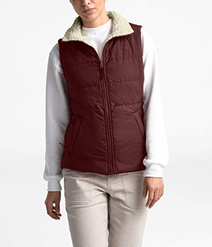 The North Face Merriewood - Chaleco reversible para mujer, color rojo y blanco vintage, talla XS