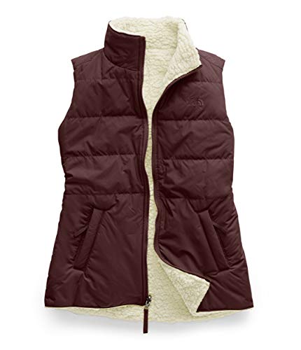 The North Face Merriewood - Chaleco reversible para mujer, color rojo y blanco vintage, talla XS