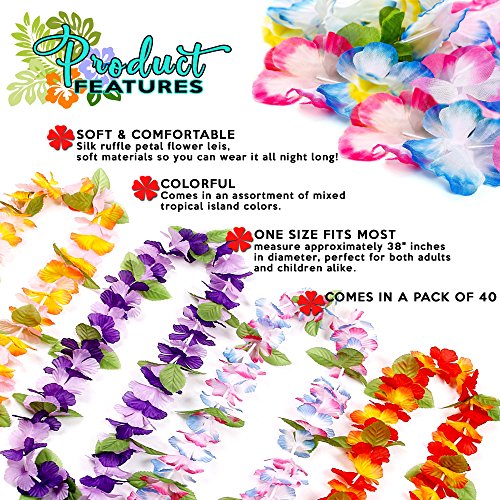 THE TWIDDLERS 40 Pcs Collares Hawaianos de Fiesta - Guirnalda de Flores Lei Luau