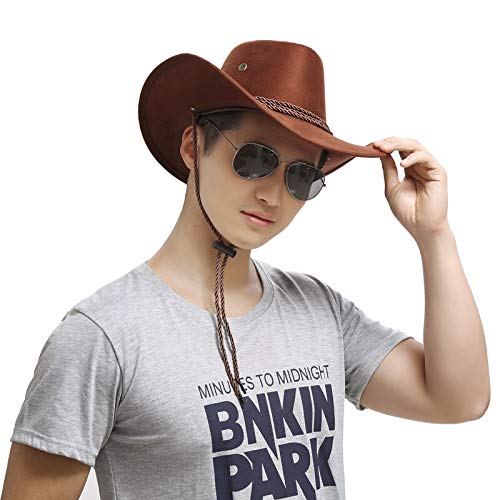thematys Sombrero de Vaquero en marrón Cowboy - Traje de Sombrero de Vaquero para Adultos Carnaval, Halloween y Cosplay