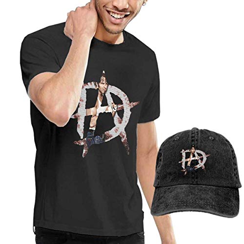 Thimd Camiseta de Manga Corta para Hombre,Gorra de béisbol Combinación Negro Dean Ambrose Logo T Shirts and Washed Denim Baseball Dad Hat Black