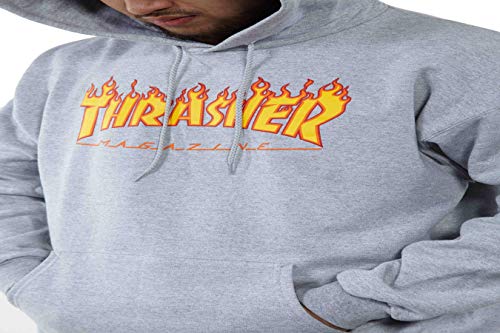 THRASHER Flame Logo Camiseta, Unisex Adulto, Grey, L