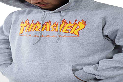THRASHER Flame Logo Camiseta, Unisex Adulto, Grey, S