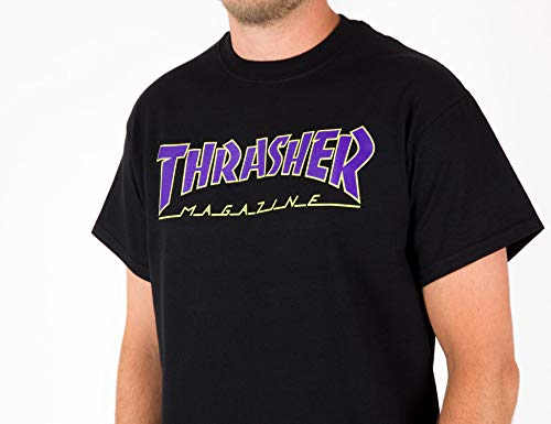 THRASHER Outlined Camiseta, Hombre, Black/Purple, l