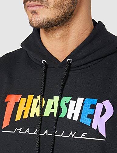 THRASHER Rainbow mag Sudadera, Black (Negro), S Hombre