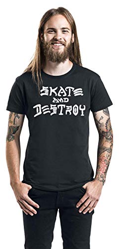 THRASHER Skate and Destroy Camiseta, Unisex Adulto, Black, L