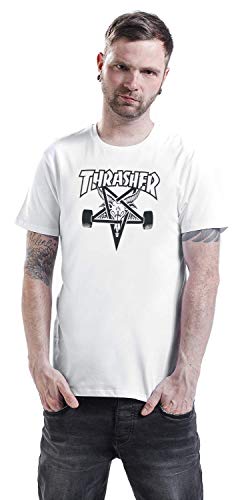 THRASHER Skategoat Camiseta, Unisex Adulto, White, M