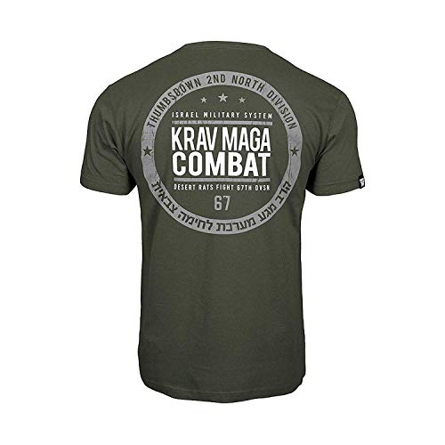 Thumbsdown Pulgares Down Krav Maga Combat Camiseta Israel Militar Sistema MMA. Gimnasio Entrenamiento. Marcial Artes Informal - Verde Militar, Large