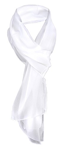 TigerTie - pañuelo de gasa - blanco nieve-blanco monocromo tamaño 160 cm x 36 cm - bufanda