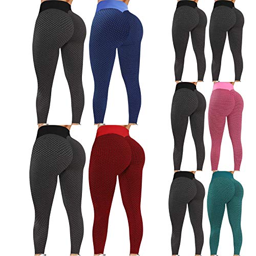 TIK Tok 2 Piezas Leggings Pántalones Deportivo para Mujer, Leggings Push up Mujer Mallas Cintura Alta Yoga Leggings Pantalón Moda Sin Costuras para Running Fitness Deporte Transpirables y Elásticos