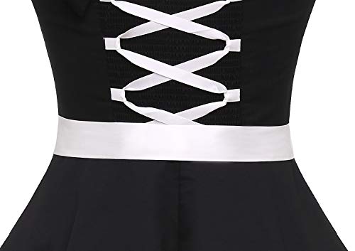 Timormode – Vestido de cóctel sexy, retro, vintage, para mujer, diseño de los años 40, 50 y 60, estilo Rockabilly, con escote A- Noir2 XS