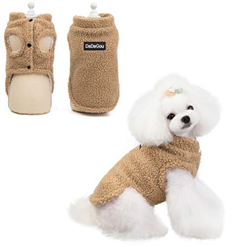 Tineer Pet Doggy Winter Lamb Cachemira Abrigo Warm Outdoor Fleece Dog Fleece Forro Pullover Coat Chaqueta Outwear Chaleco para Perros pequeños y medianos (M, Khaki)