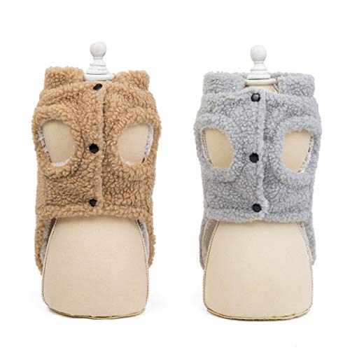 Tineer Pet Doggy Winter Lamb Cachemira Abrigo Warm Outdoor Fleece Dog Fleece Forro Pullover Coat Chaqueta Outwear Chaleco para Perros pequeños y medianos (M, Khaki)