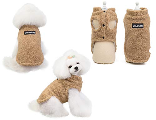 Tineer Pet Doggy Winter Lamb Cachemira Abrigo Warm Outdoor Fleece Dog Fleece Forro Pullover Coat Chaqueta Outwear Chaleco para Perros pequeños y medianos (M, Khaki)