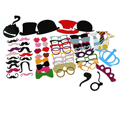 Tinksky 60 Piezas DIY Photo Booth Selfie Accesorios Favorecer Decoracion Incluyendo Bigotes Gafas Pelo Arcos Sombreros Labios Coronas para Boda Baby Shower cumpleaños Navidad Halloween Año Nuevo y Otro Diferentes Ocasiones