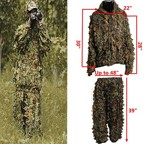 Tinksky Ropa de Camuflaje 3D Hoja Camuflaje Pantalones Chaqueta de Caza
