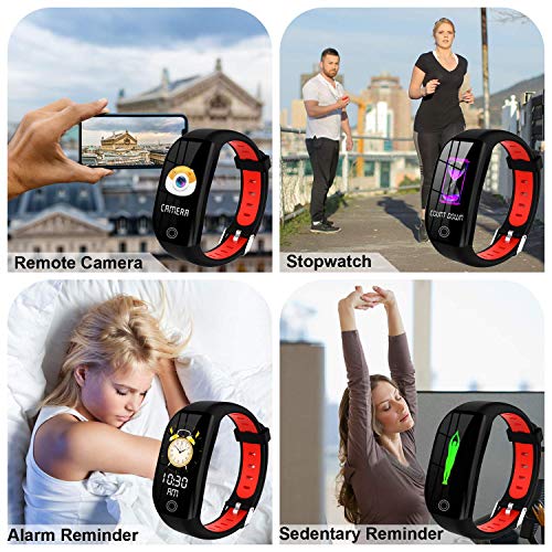 Tipmant Pulsera de Actividad, Reloj Inteligente Smartwatch Impermeable IP68 Pulsera Inteligentes con Pulsómetro Podómetro Calorías Pulsera Deporte para Android y iOS para Hombre Mujer Niños (Rojo)