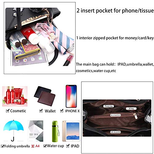 Tisdaini Bolsos de Mano Mujer Moda PU Cuero Grandes Bolsos Totes Bolsos Bandolera