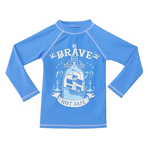 TIZAX Camiseta UV de Manga Larga para niños Traje de baño con UPF 50+ protección Solar Rashguard para Surf/Nadando/Buceo/Playa Azul 104