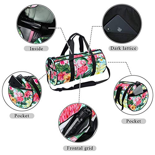 TIZORAX - Bolsa de deporte impermeable para gimnasio, diseño de flores, flamencos, para mujer y hombre