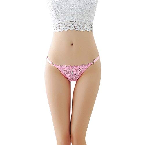 TJCJIEM Tangas Mujer G-String Mujer Ropa Interior, Moda Bargas Tanga de Encaje para Mujer, Lencería con Espalda en T Tangas de Cintura Baja, Bonito Braguita Ropa Interior para Mujeres