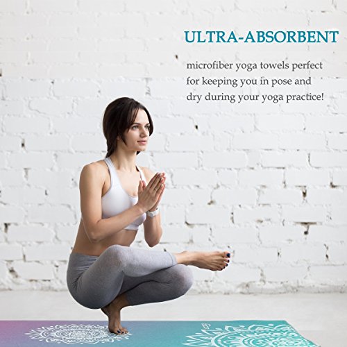 Toalla de yoga, toalla antideslizante con bolsillos de esquina elegantes y lazo elástico, toalla de yoga caliente para Bikram, Pilatos, gimnasio de 65x183 cm de Ucooly