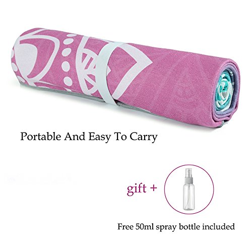 Toalla de yoga, toalla antideslizante con bolsillos de esquina elegantes y lazo elástico, toalla de yoga caliente para Bikram, Pilatos, gimnasio de 65x183 cm de Ucooly