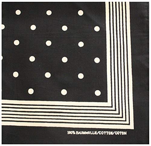 Tobeni 000803 Mujer Hombre Nicki Pañuelo Bufanda Cabeza Puntos Bufandas Algodón Unisexo Color Negro Tamaño 55 cm x 55 cm