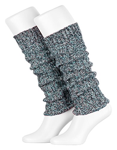 Tobeni 1 Par de Calentadores de Piernas de las Mujer de Invierno cálido Cuello Legwarmer Lana Color Multicolor-Azul Tamaño Talla única