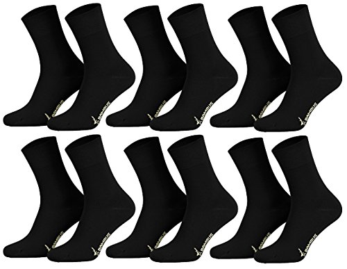 Tobeni 6 Pares Mujer Hombre Calcetines Negocio de Bambú sin Goma Unisexo Color Negro Tamano 43-46