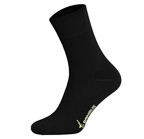 Tobeni 6 Pares Mujer Hombre Calcetines Negocio de Bambú sin Goma Unisexo Color Negro Tamano 43-46