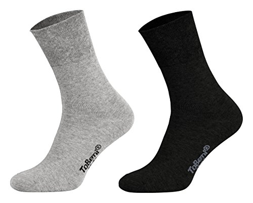 Tobeni 8 Pares Mujer Hombre Calcetines Algodón Confort Cintura sin Goma Transpirable Unisexo Color 4x Gris 4x Negro Tamano 47-50