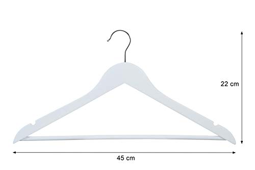 TODO HOGAR 40 Perchas de Madera Blancas con Barra, Muescas y Gancho de Acero Giratorio 360 para Pantalones, Vestidos, Camisas, Chaquetas, Abrigos - Comprar Perchas Blancas, Nogal y Natural…