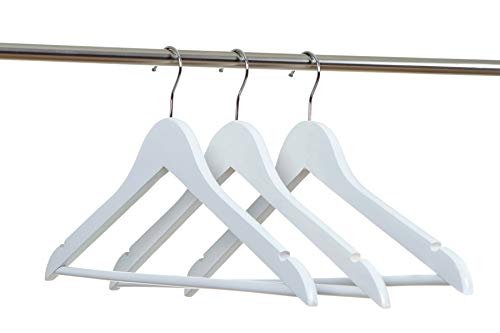 TODO HOGAR 40 Perchas de Madera Blancas con Barra, Muescas y Gancho de Acero Giratorio 360 para Pantalones, Vestidos, Camisas, Chaquetas, Abrigos - Comprar Perchas Blancas, Nogal y Natural…