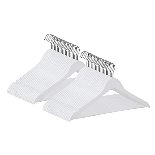 TODO HOGAR 40 Perchas de Madera Blancas con Barra, Muescas y Gancho de Acero Giratorio 360 para Pantalones, Vestidos, Camisas, Chaquetas, Abrigos - Comprar Perchas Blancas, Nogal y Natural…