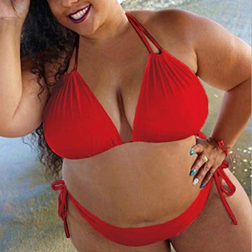 TOFOTL Parte superior de bikini para mujer, push-up, acolchado, talla grande, traje de baño rojo XXXLarge