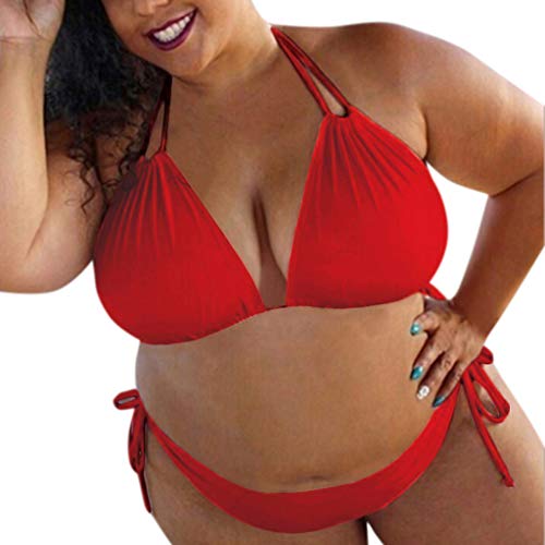 TOFOTL Parte superior de bikini para mujer, push-up, acolchado, talla grande, traje de baño rojo XXXLarge