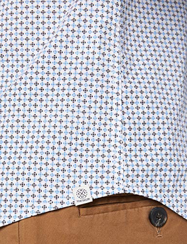 Tom Tailor Floyd Print Camisa, 21928/White by Navy Blue D, S para Hombre