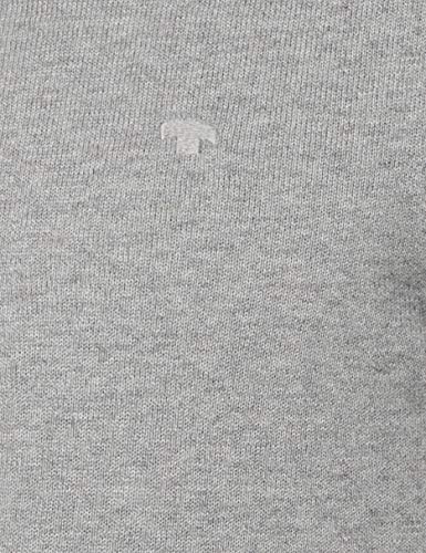 Tom Tailor Rundhals suéter, Gris (Light Soft Grey Mela 14427), Large para Hombre