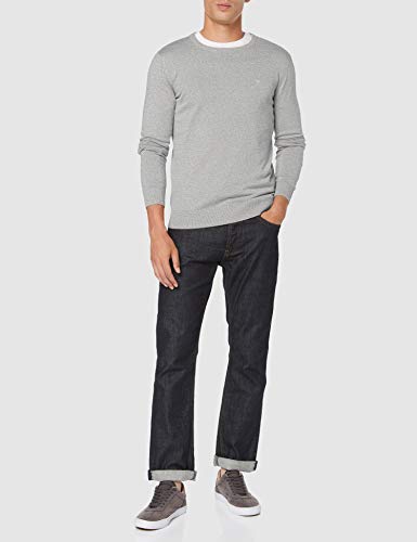 Tom Tailor Rundhals suéter, Gris (Light Soft Grey Mela 14427), Large para Hombre