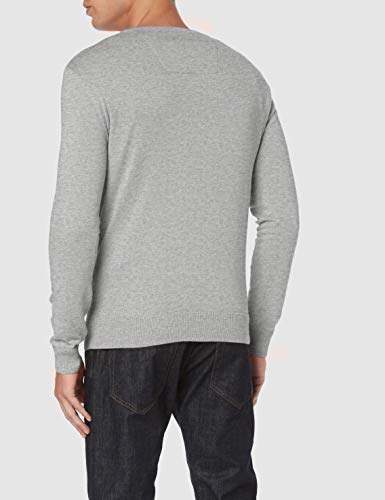 Tom Tailor Rundhals suéter, Gris (Light Soft Grey Mela 14427), Large para Hombre