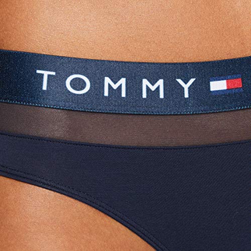 Tommy Hilfiger Bikini con Inserción de Malla Braguitas con Cintura Elástica, Azul (Navy Blazer 416), 38 (Talla del Fabricante: MD) para Mujer