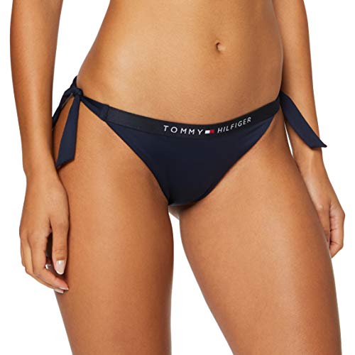 Tommy Hilfiger Cheeky Side Tie Parte de Arriba de Bikini, Azul (Blue 416), Talla única (Talla del Fabricante: Medium) para Mujer
