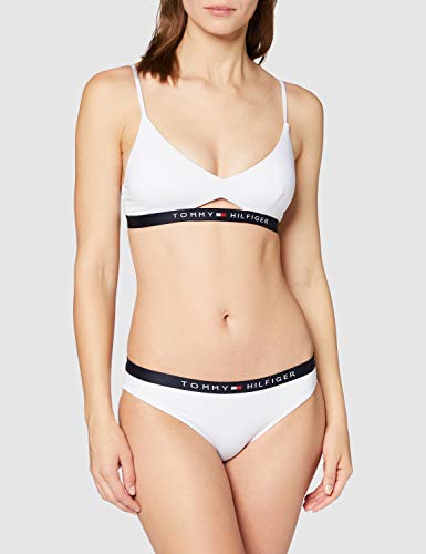 Tommy Hilfiger Classic Parte de Arriba de Bikini, Azul (White 658-170), L para Mujer